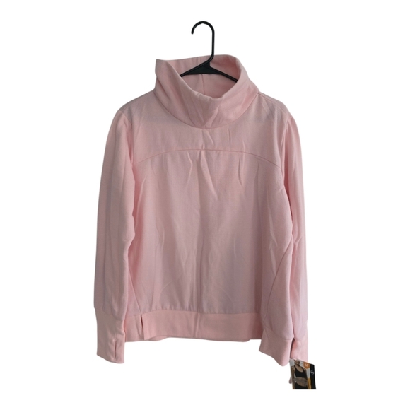 Avia Pullover Sweater Womens Pink Sz M Herringbone Long Sleeves Slits New - Picture 1 of 12